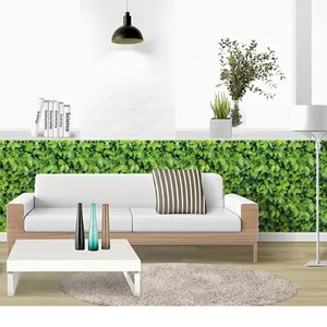 Green Leaf Print PVC Self Adhesive Wall Sticker Waterproof Removable 3D Visual Decorative Wallpaper For Home Living Room Bedroom