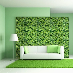 Self-adhesive 3D green leaves wallpaper for living room decoration with natural plant pattern