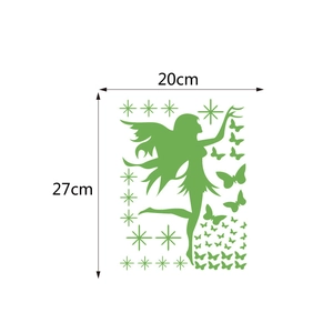 Stickers muraux fée lumineuse avec étoiles et papillons format de 20x27cm