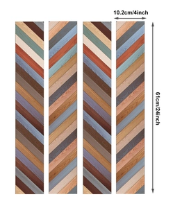 Stickers muraux auto-adhésifs 3D à rayures rétro effet bois de 10,2x61 cm