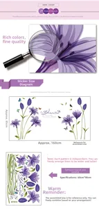 Tableau des tailles pour stickers lys bleus avec pose 160x85cm et planche 60x90cm