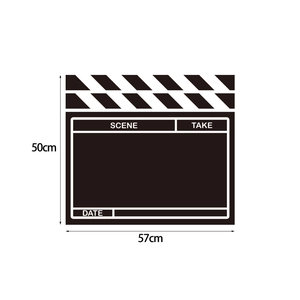 Classic film clapperboard wall sticker with scene and date zones, size 57x50cm