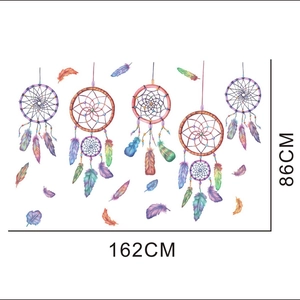 Colorful dreamcatcher wall stickers with feathers set measuring 162cm x 86cm for bedroom