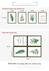 Adesivi murali piante tropicali nordiche con quattro cornici botaniche decorative