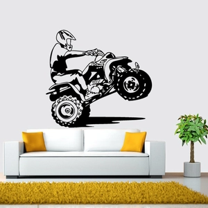 Modern Black PVC ATV Silhouette Wall Sticker Waterproof Removable Off-road Motorcycle Decal For Living Room Home Sports Decor