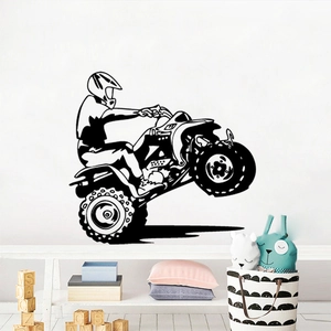 Black motocross silhouette wall sticker for off-road dirt bike decor in bedroom