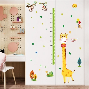 Cartoon giraffe and monkey height measurement wall sticker for kids rooms 60cm to 180cm
