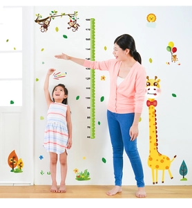 Cartoon giraffe and monkey height measurement wall sticker for kids room decoration