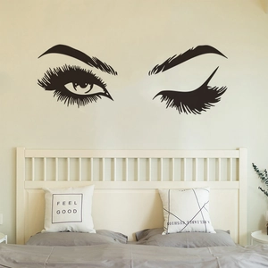 Minimalist black eyelashes wall decal sticker for modern bedroom headboard decoration