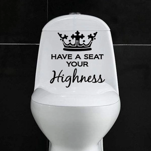 Funny crown and lettering toilet decal sticker for creative bathroom wall decor