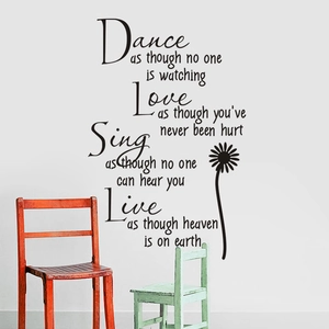 Inspirational quotes wall decal featuring black daisies for minimalist home living room decor