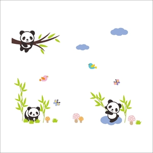 3D cute panda and bamboo wall sticker set for kids room nursery decoration