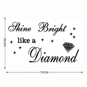 Detail of Shine Bright Like a Diamond vinyl wall sticker with stars and diamond icon