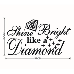 Detail view of Shine Bright like a Diamond wall sticker with dimensions 30x57cm