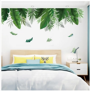 Stickers muraux nordiques feuilles de bananier tropicales pour décoration de la chambre