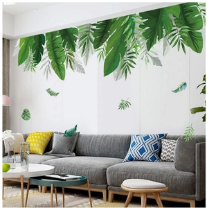 Stickers muraux feuilles vertes tropicales pour décoration murale de salon moderne