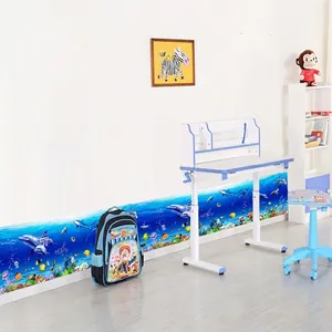 Ocean world wall decal featuring dolphins and coral reefs for nursery room skirting decoration