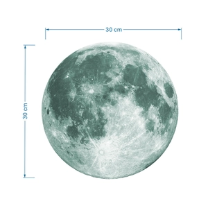 Luminous 30cm moon wall sticker with detailed craters for kids room decoration