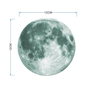 Luminous 12cm moon wall sticker with green glow texture for children room decor