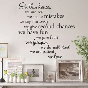 In This House English Quotes Wall Decal PVC Removable Family Motto Wall Sticker For Living Room Bedroom Home Decor