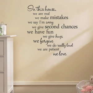 In this house quote wall sticker with black artistic lettering for home decor