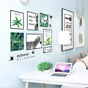 Modern Nordic zebra and tropical green leaf wall stickers for home office decoration