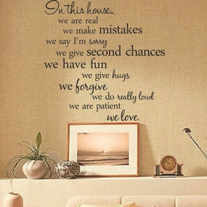 In This House English family rules wall sticker for home living room decor