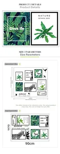 Detail of DIY zebra tropical leaf wall stickers showing layout size of 60x90cm and 80x90cm