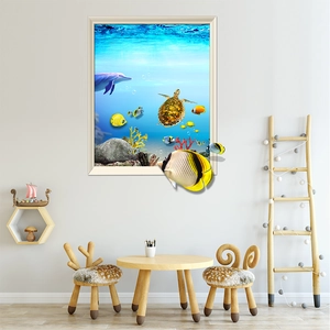 3D Ocean World Dolphin Wall Sticker Waterproof PVC Marine Life Wall Decal For Kids Room Living Room Creative Home Decoration Poster