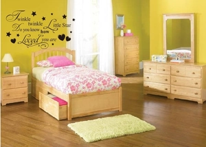 Twinkle Twinkle Little Star wall decal with stars and hearts for nursery room decoration