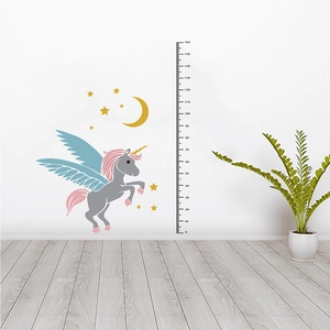 Detail of unicorn height chart wall sticker measuring from 0 to 160cm for kids room