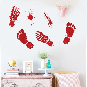 Halloween bloody handprint and footprint wall stickers for scary window and glass decor