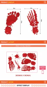 Halloween blood handprint and footprint wall decals for window and door spooky decor