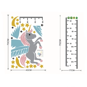 Detailed product dimensions and layout of the unicorn height chart wall sticker