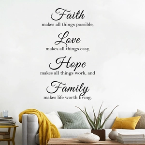 Faith Love Family Adesivi Murali PVC Impermeabili Citazioni Ispiratrici Scritte Per Soggiorno Camera Da Letto Decorazione