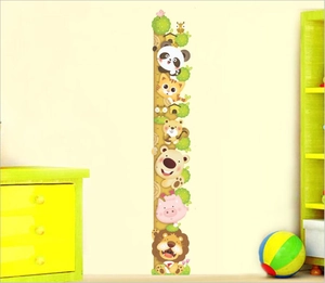 Sticker mural DIY toise de croissance animaux mignons pour enfants gradué de 60 à 180cm