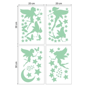 Glow in the dark fairy stars and moon wall stickers set for kids bedroom decor