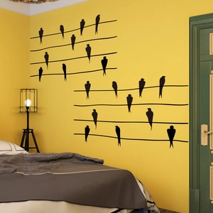 Minimalist black bird silhouettes wall decal set for living room and bedroom decor