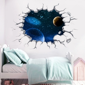 3D-Wandtattoo mit Galaxie und Planeten für Kinderzimmer im Weltraum-Design