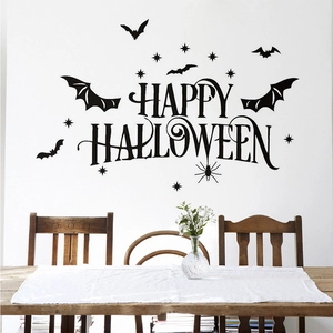 Détails des stickers muraux Halloween avec motifs de chauves-souris et d'araignées