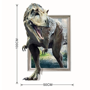 3D realistic dinosaur wall decal with 50x100cm dimensions for bedroom home decor