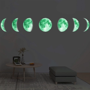 Leuchtende Mondphasen Wandtattoo Set mit 7-teiligem Mondzyklus für die Wanddeko