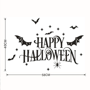 Détail stickers muraux chauve-souris Halloween avec texte Happy Halloween 40x58cm