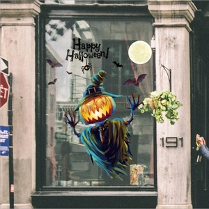 Halloween Pumpkin Lantern Wall Sticker Removable PVC Decals For Window Glass Door Bedroom Party Decoration Happy Halloween