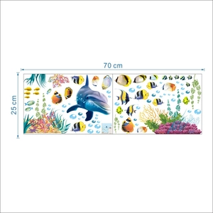 Self-adhesive ocean dolphin wall stickers for kids bedroom decor 70x25cm waterproof PVC