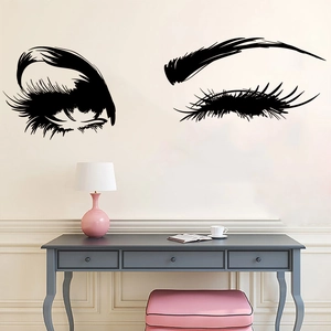 Modern Sexy Eyes Eyelashes Wall Sticker PVC Waterproof Artistic Decal For Bedroom Living Room Beauty Salon Home Decor