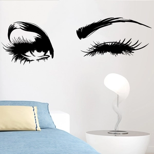 Modern black line art eye wall sticker decal for bedroom headboard background decor