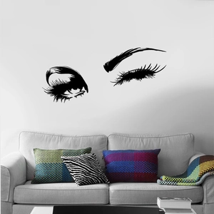 Chic black eye eyelashes wall decal sticker for bedroom living room decor