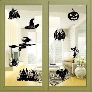 Halloween-Wandaufkleber mit Hexe und Fledermaus für Wohnzimmer und Schlafzimmer Deko