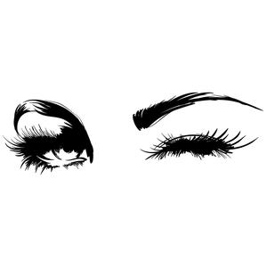 Minimalist black and white wall stickers featuring artistic eyes and long eyelashes decor